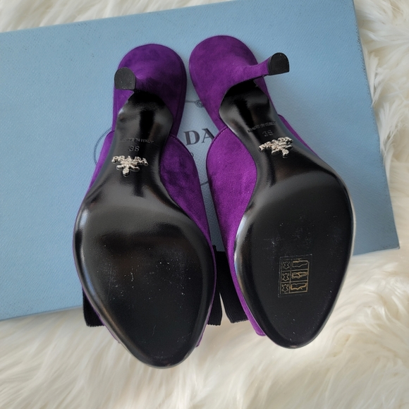 NEW Prada Purple Suede Heels with Bow Sz 6 - Picture 9 of 12